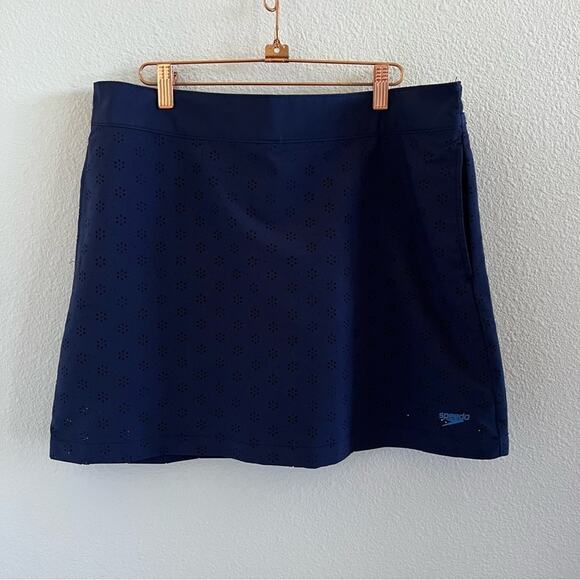 Speedo Navy Blue Skort Active Skirt Shorts Perforated Tennis Golf Mature Modest - Picture 1 of 8